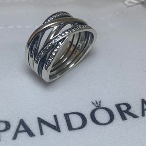 Pandora Sparkling and Polished Lines Ring